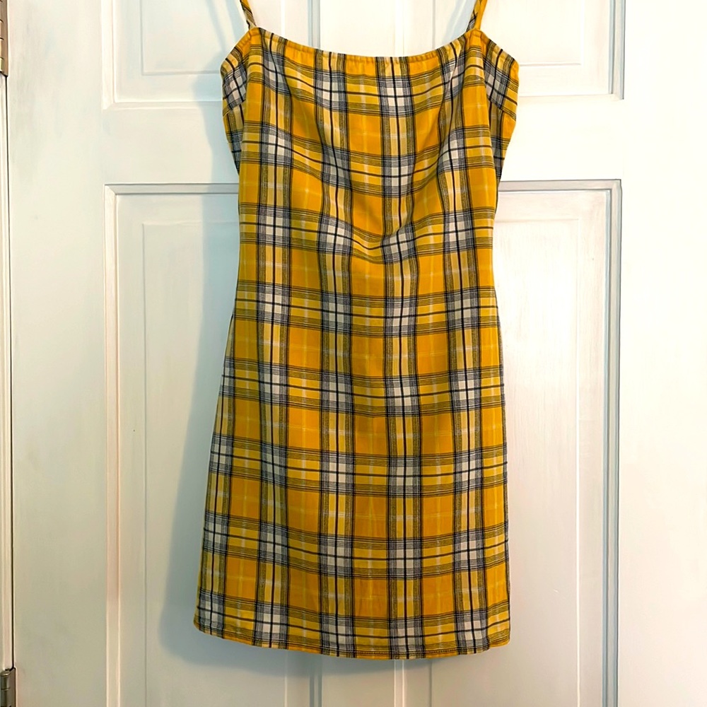 Tobi yellow and navy plaid sundress